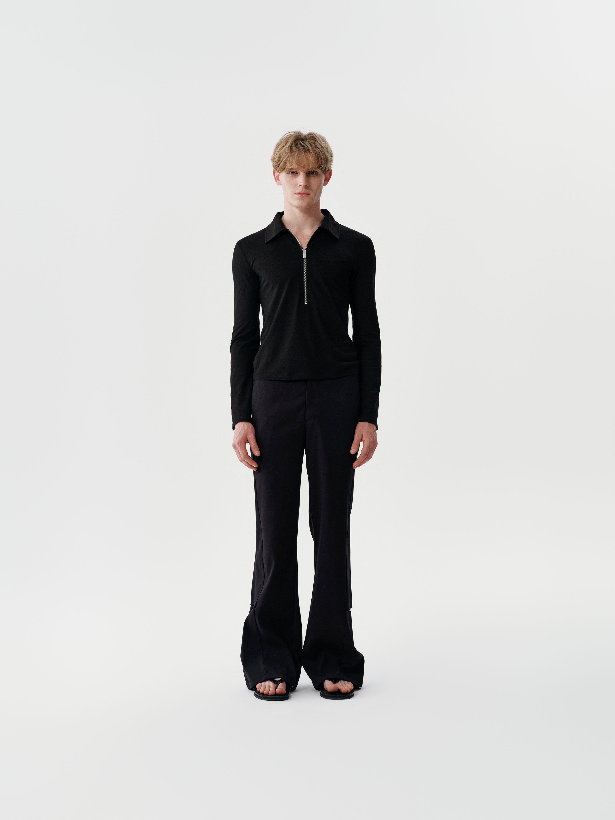 Side Opening Trousers in Black