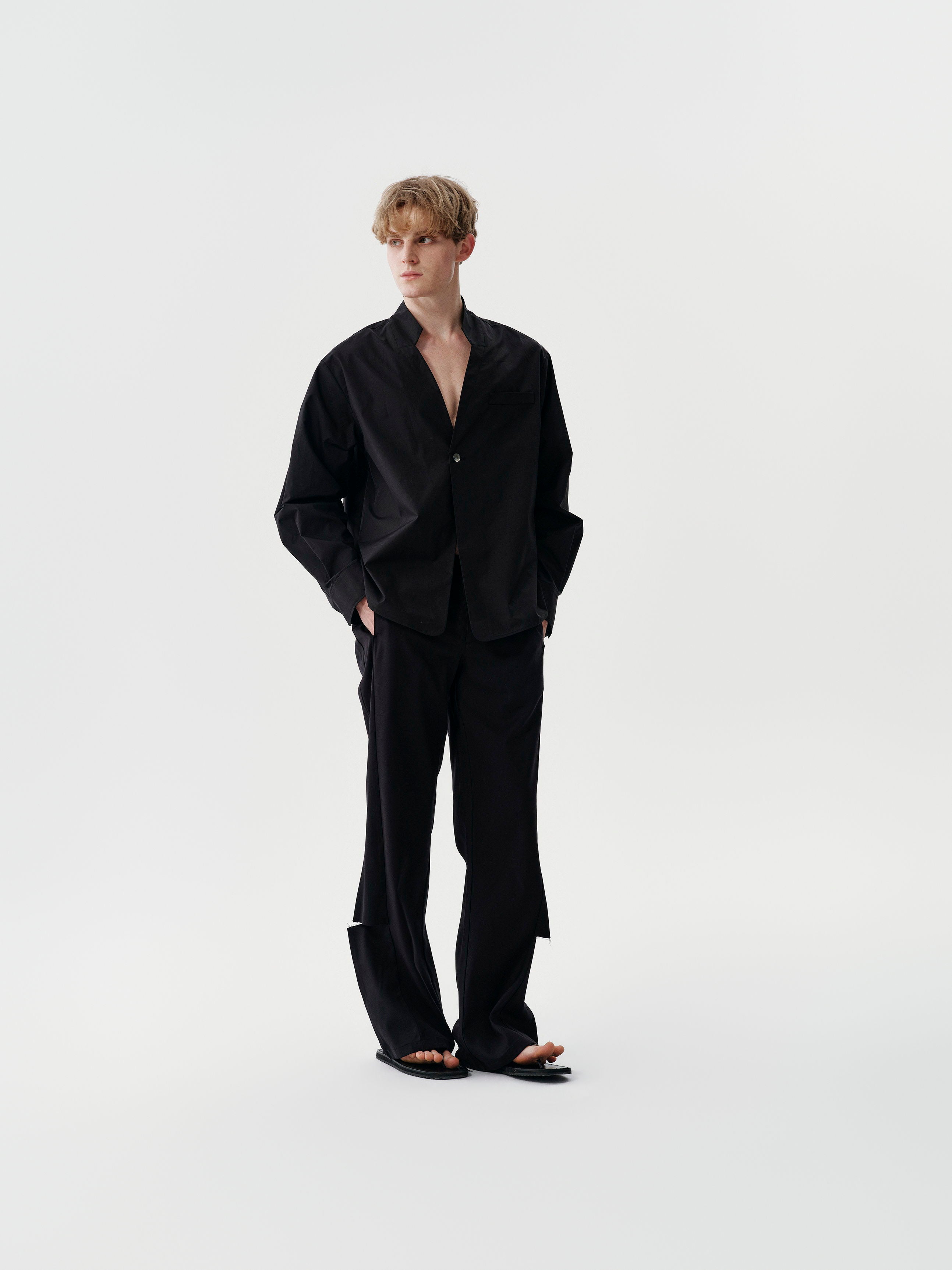 Cut Collar Shirt in Black