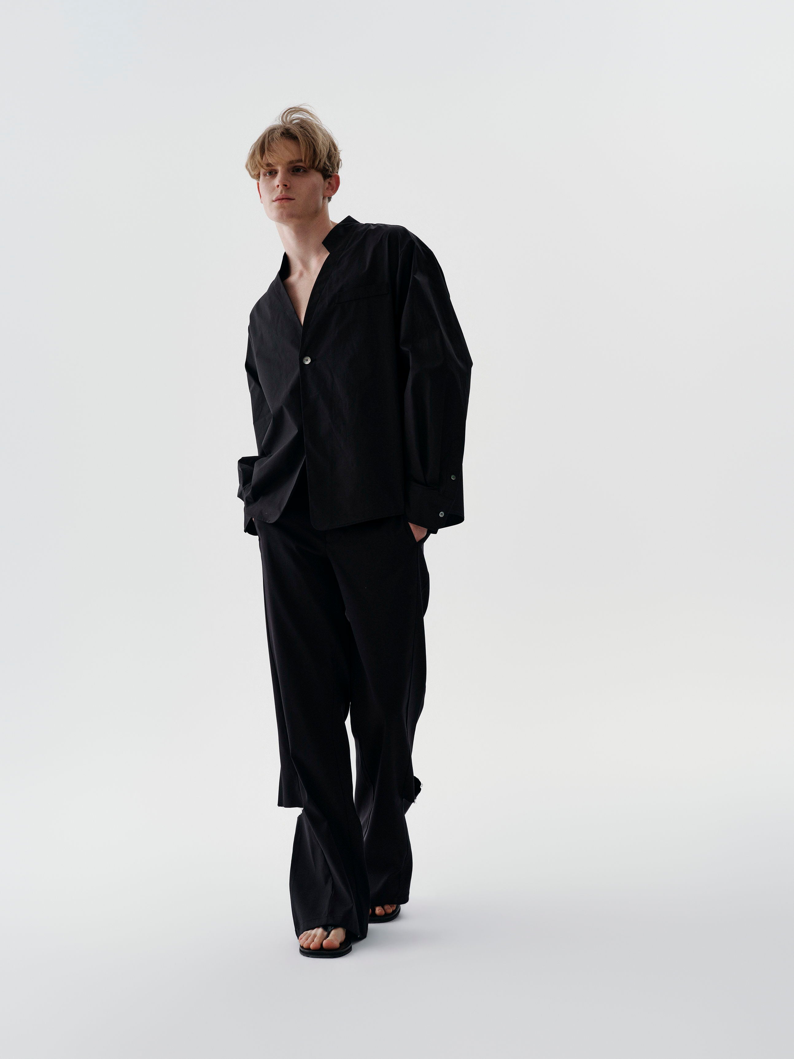 Side Opening Trousers in Black