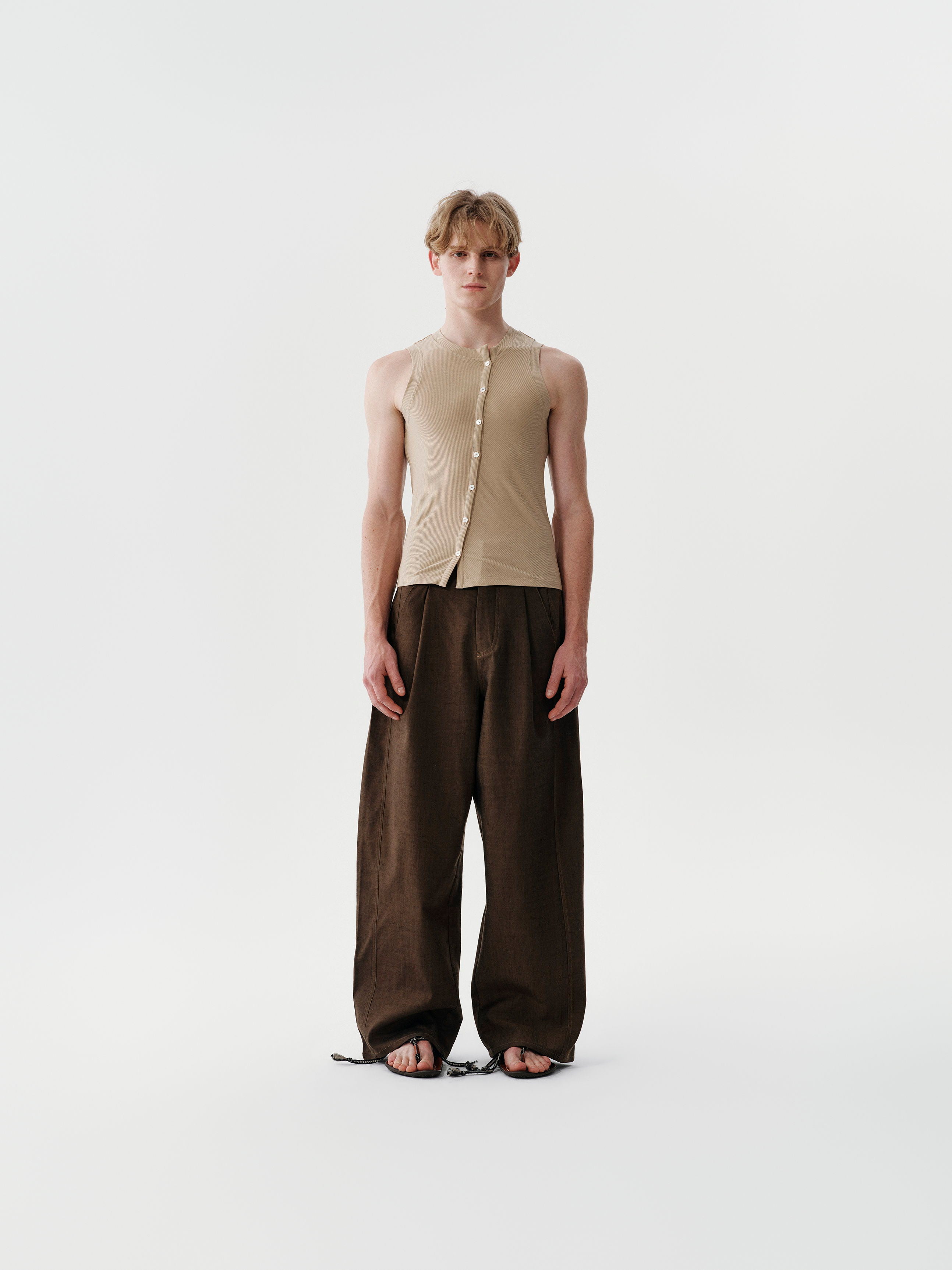 Shift Button Knit Vest in Gold