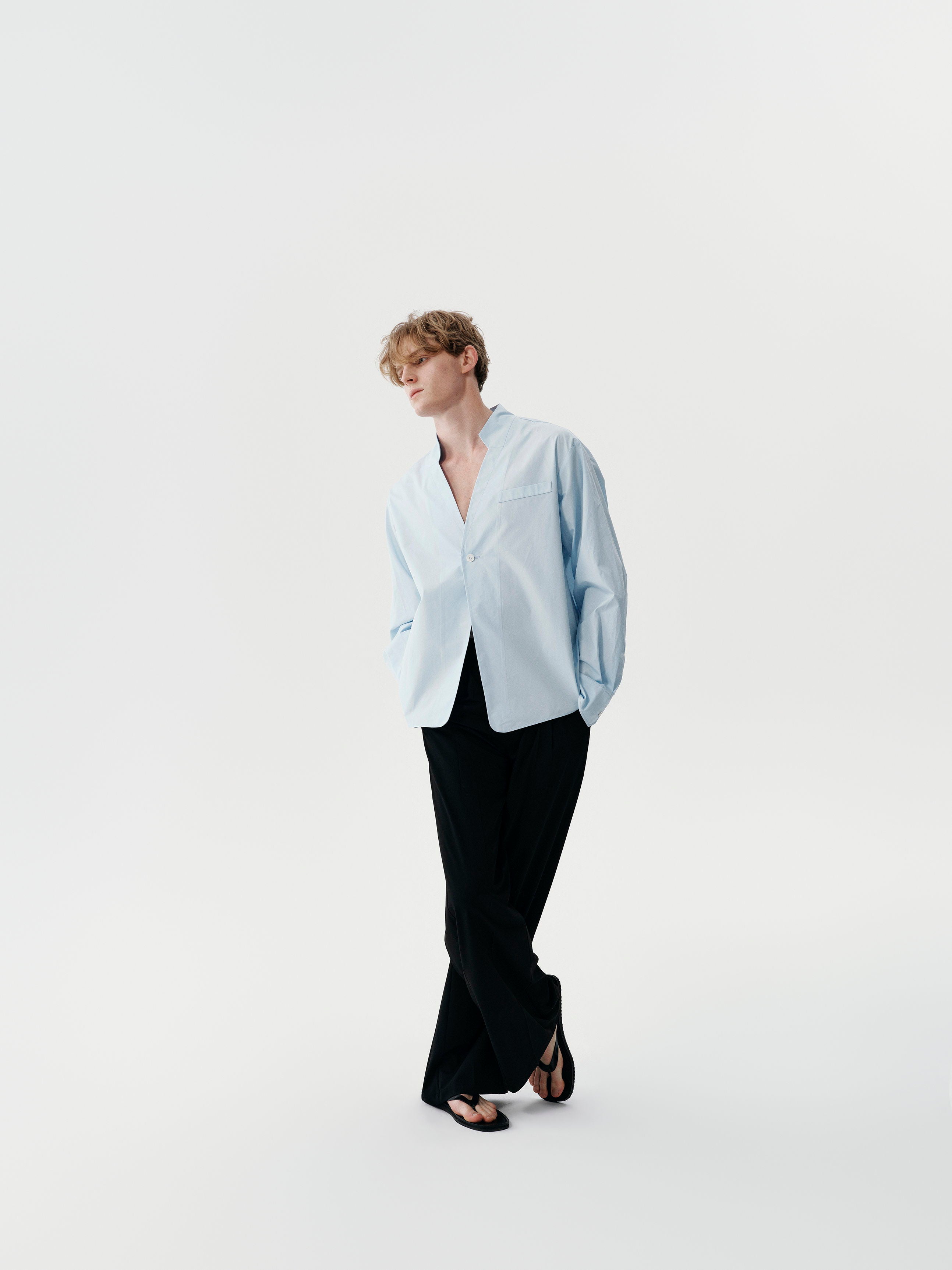 Cut Collar Shirt in White
