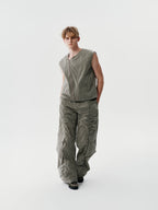 Tension Line Nylon Pants in Black