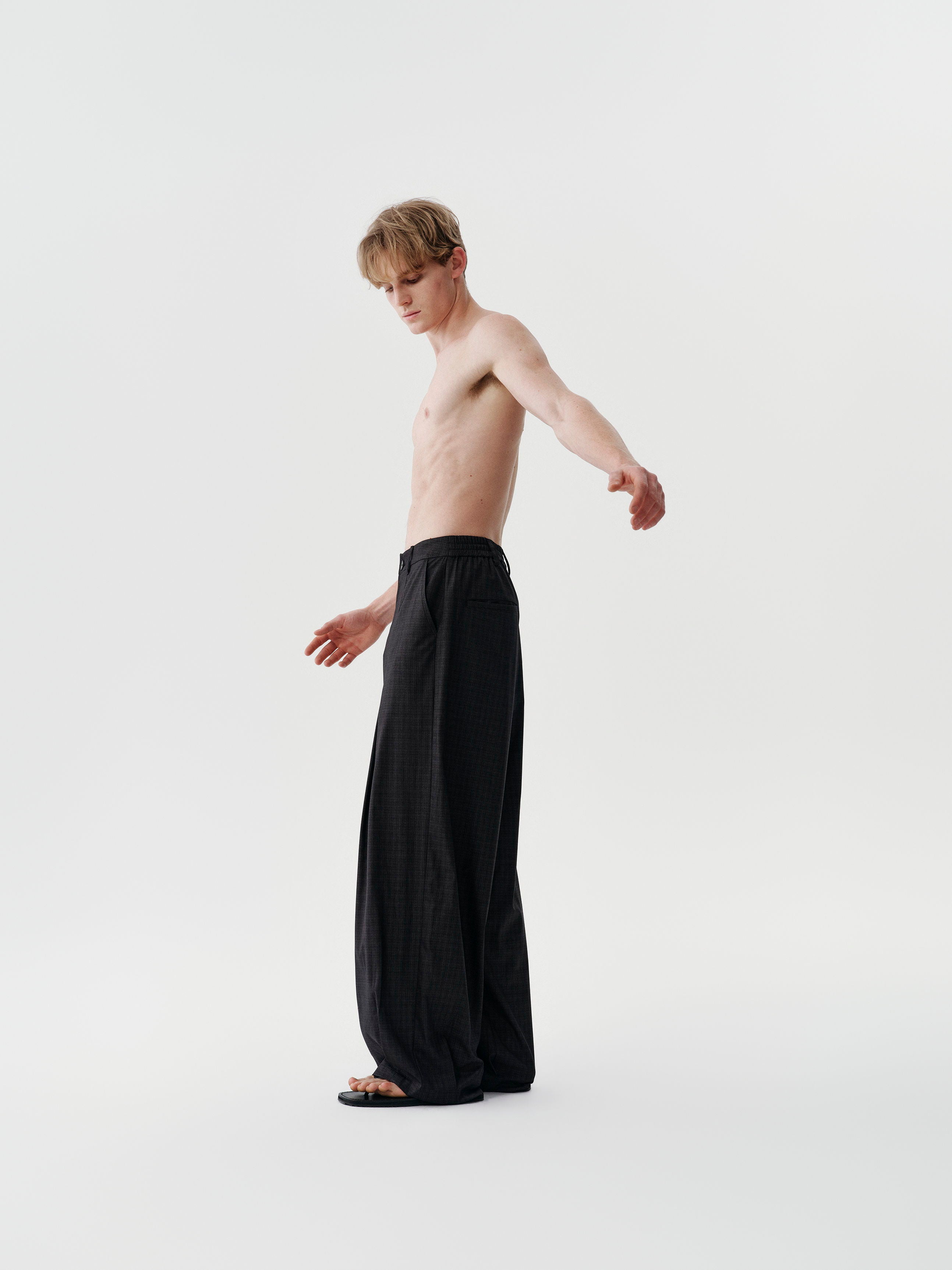 Calm Volume Trousers in Black Stripes