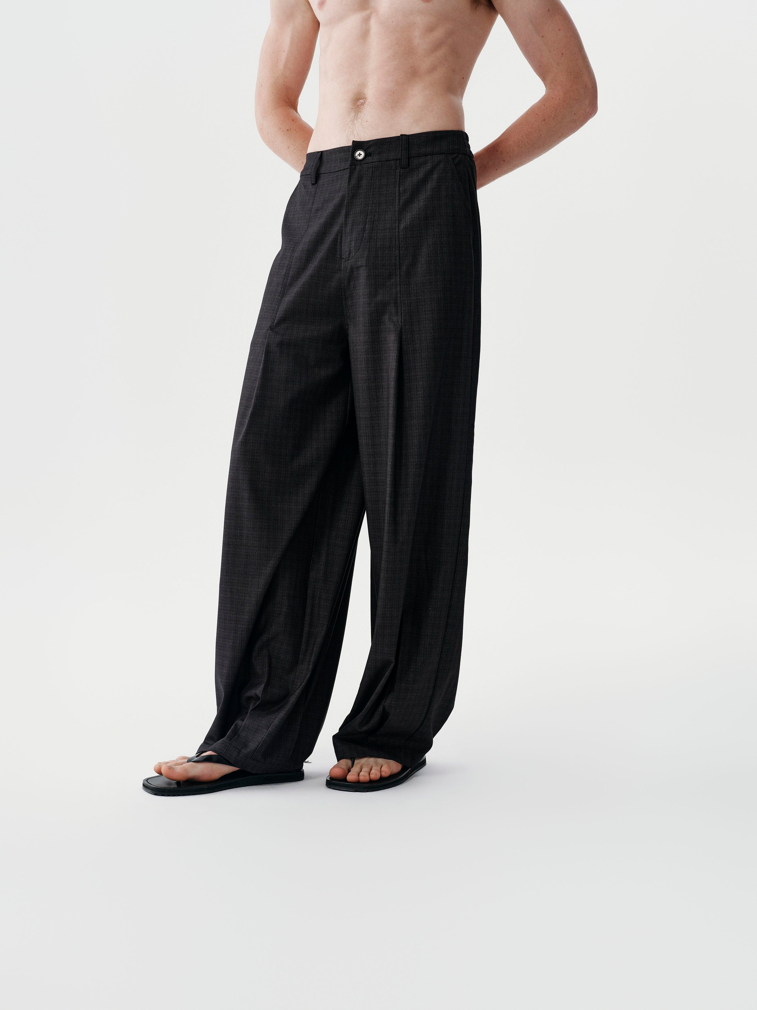 Calm Volume Trousers in Black Stripes