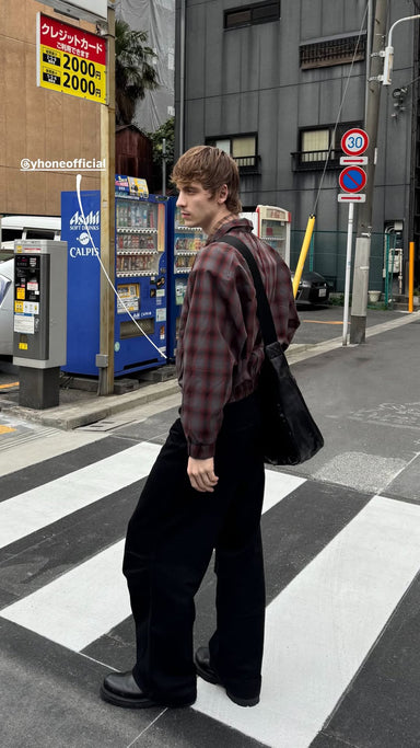 Composed High-neck Jacket - Grid