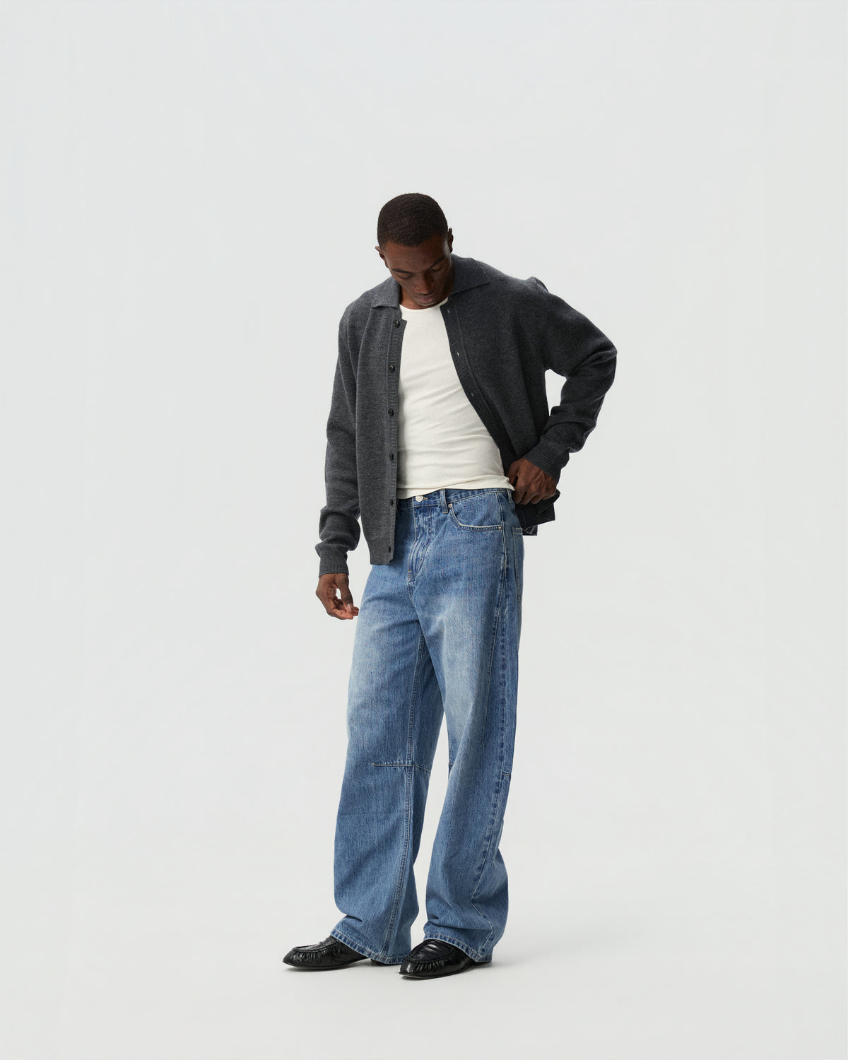 Split-fit Cardigan — styling view