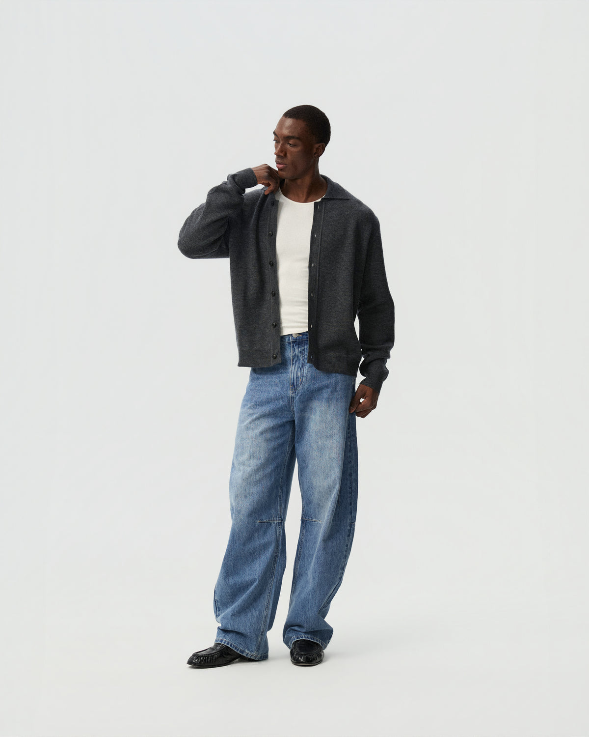 Split-fit Cardigan — styling view