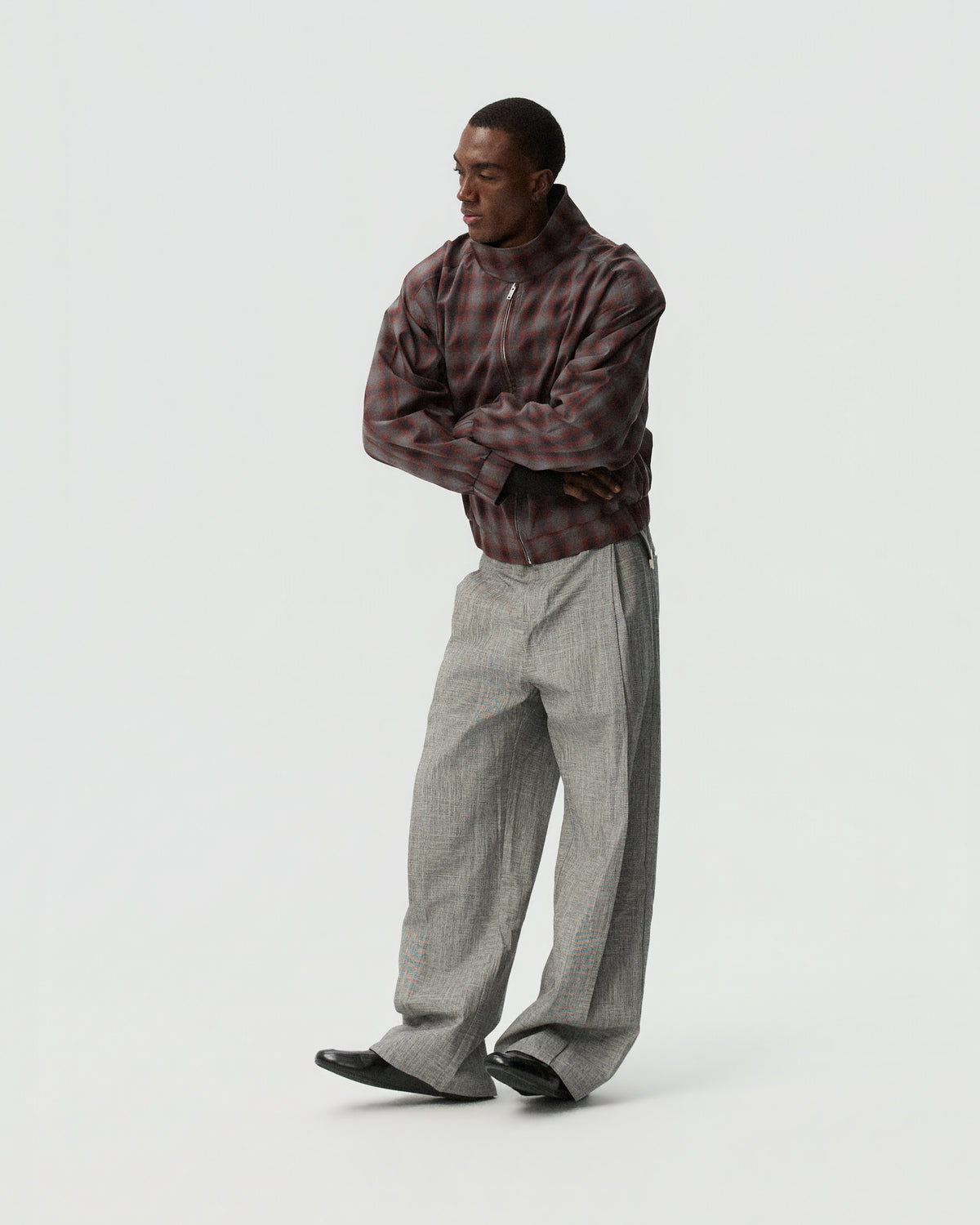 Composed High-neck Jacket - Grid — product view