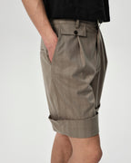 Cuff Pleated Shorts in Black