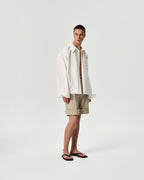 Cuff Pleated Shorts in White