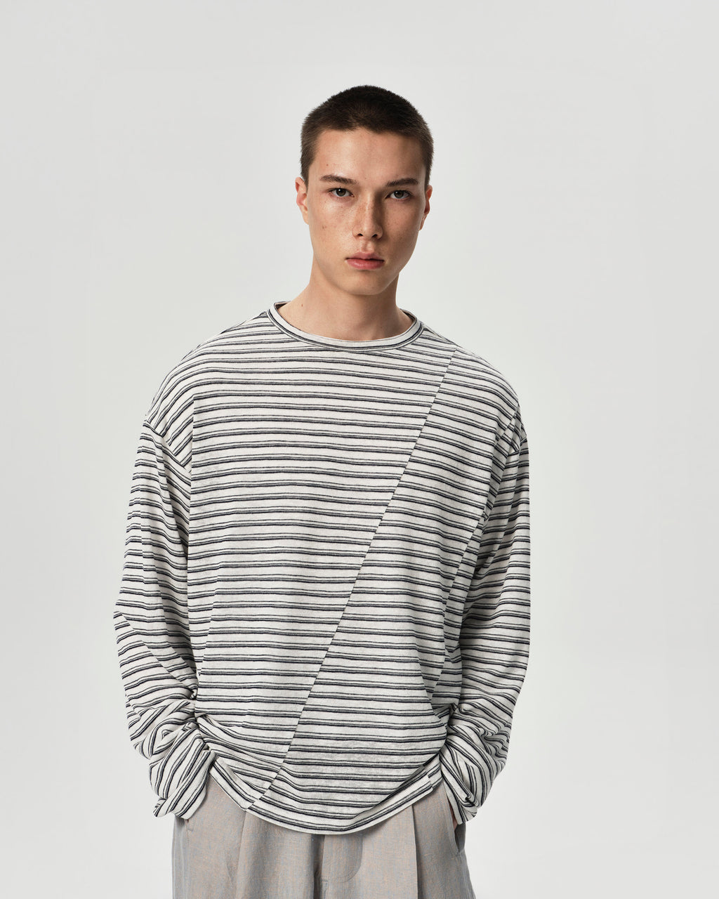 Shift Stripe Long Sleeve in BarePink