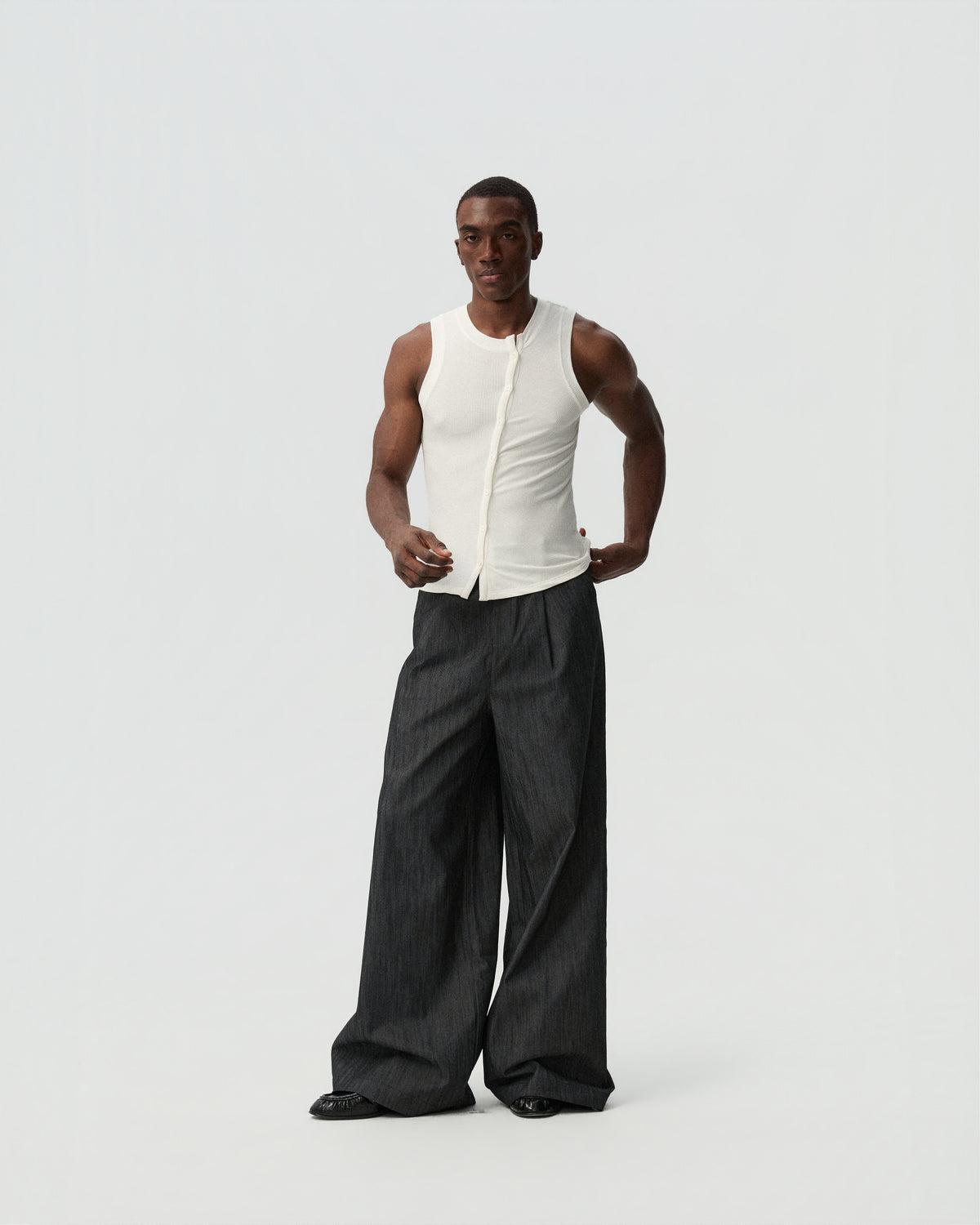 Shift Button Knit Vest — styling view