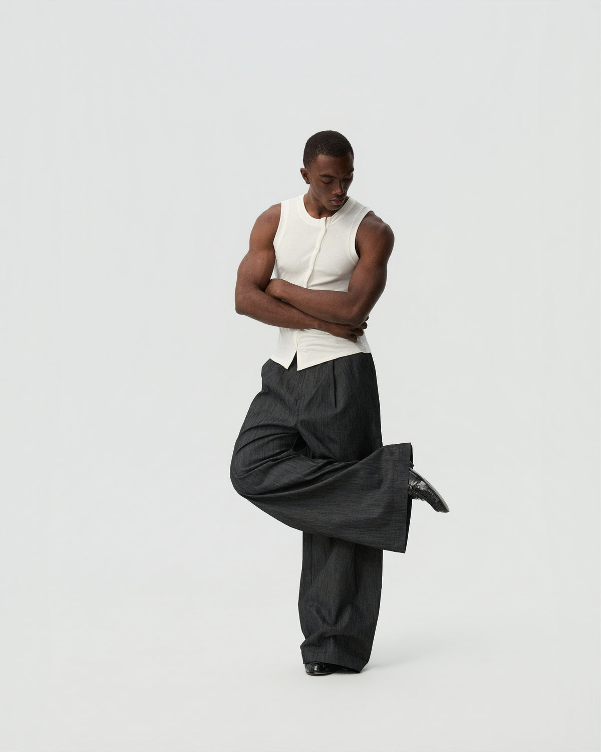 Shift Button Knit Vest — styling view