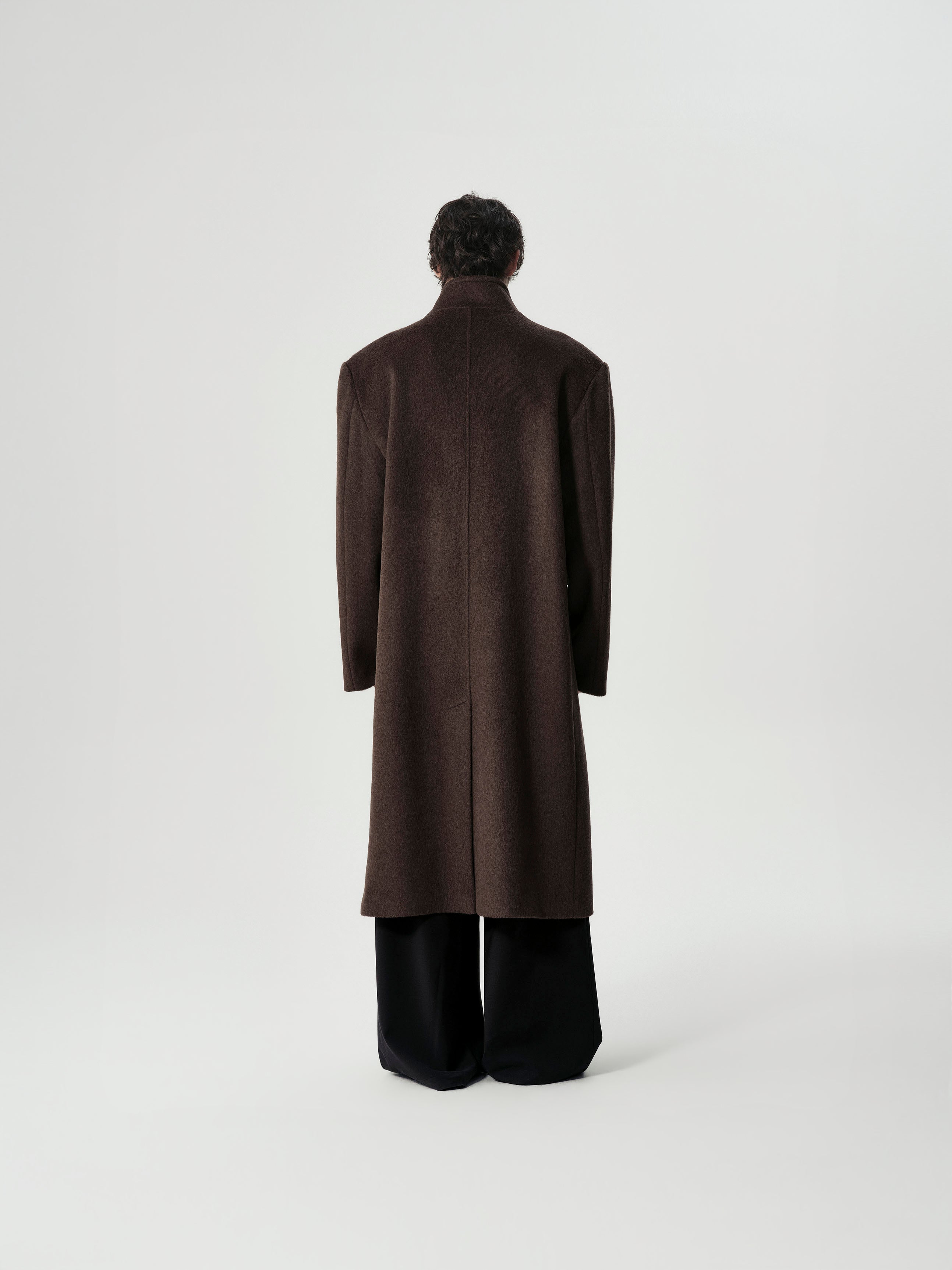 Funnel Neck Wool Coat