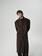 Funnel Neck Wool Coat
