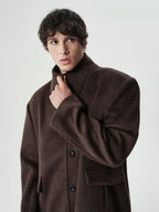 Funnel Neck Wool Coat