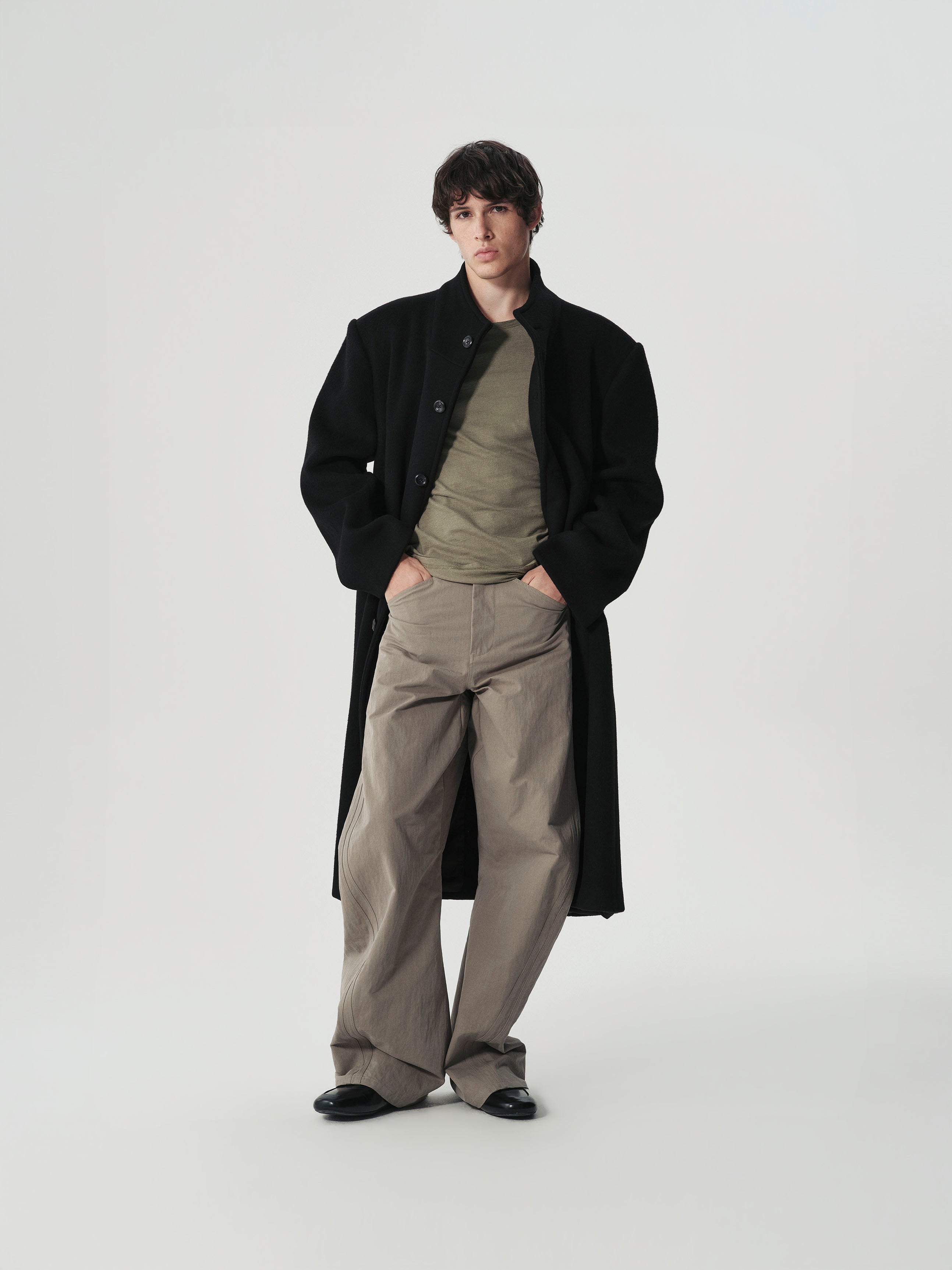 Funnel Neck Wool Coat