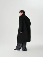 Funnel Neck Wool Coat in Black
