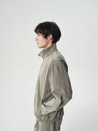 Crinkle Nylon Track Jacket in Gray Green