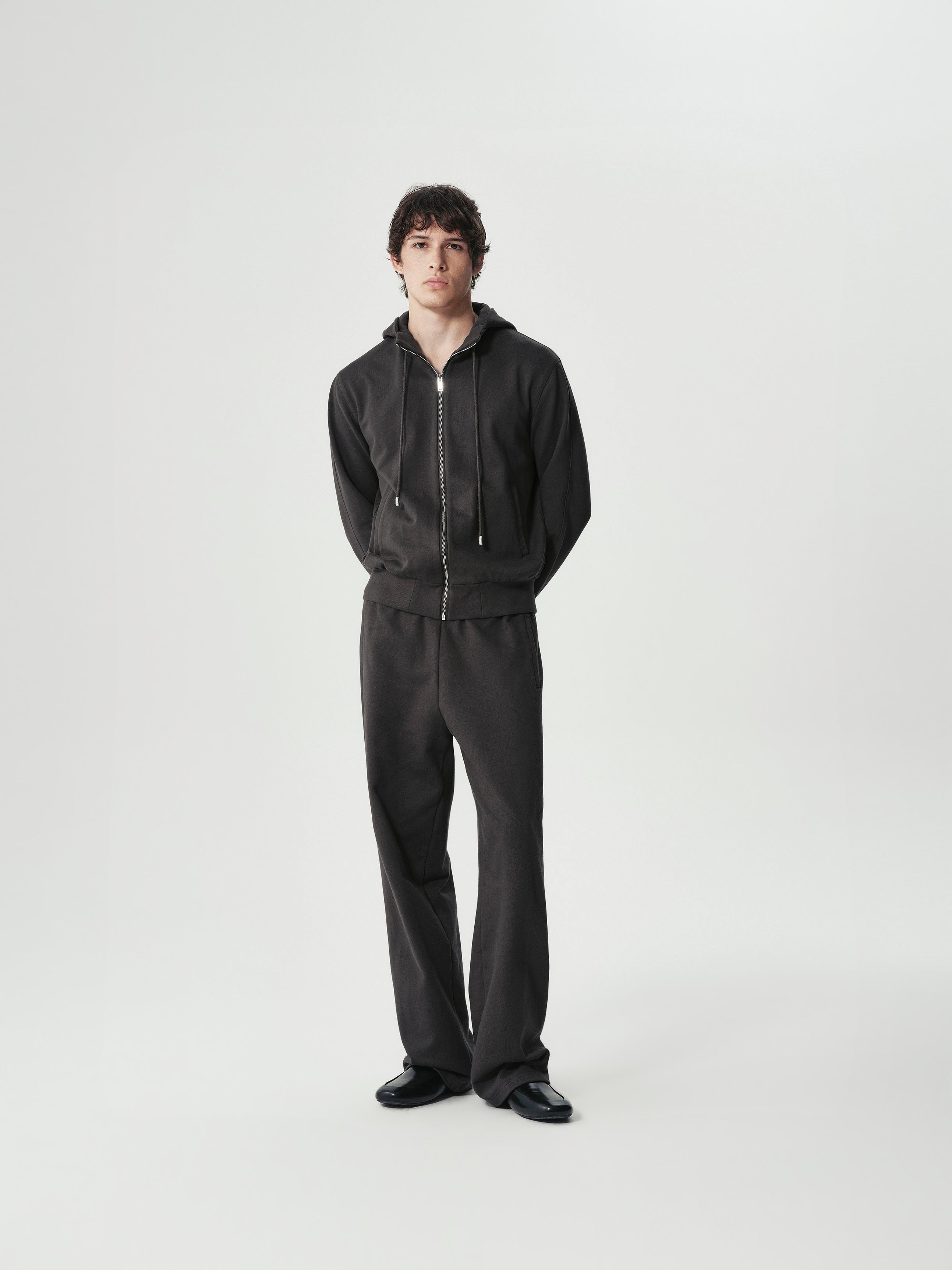 Funnel Zip Sweat Jacket in Charcoal Gray, main view