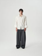 Pleated Shoulder Shirt in White, main view