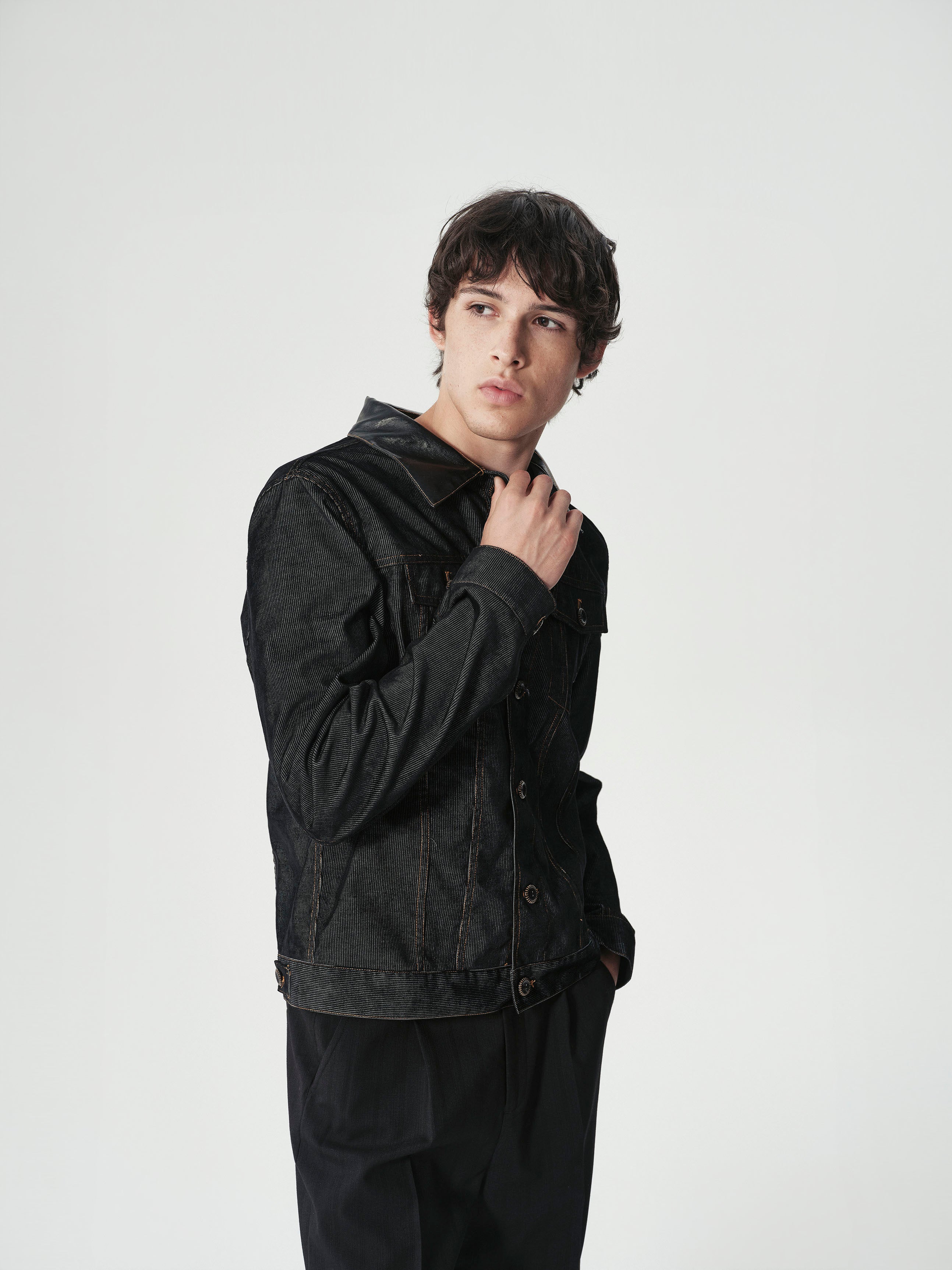 Corduroy Trucker Jacket in Black