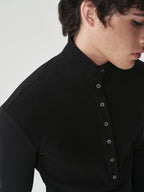 Column Henley Top in Black