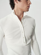 Column Henley Top in White