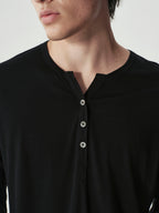 Fluid Henley Top in Black