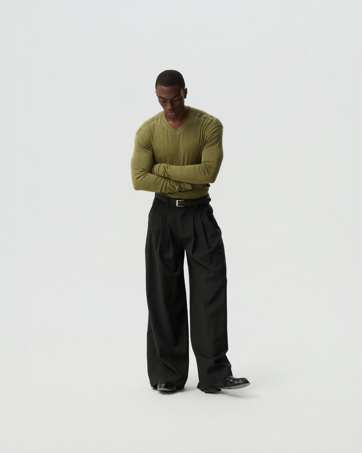 Overlap V-Neck Long-Sleeve — styling view
