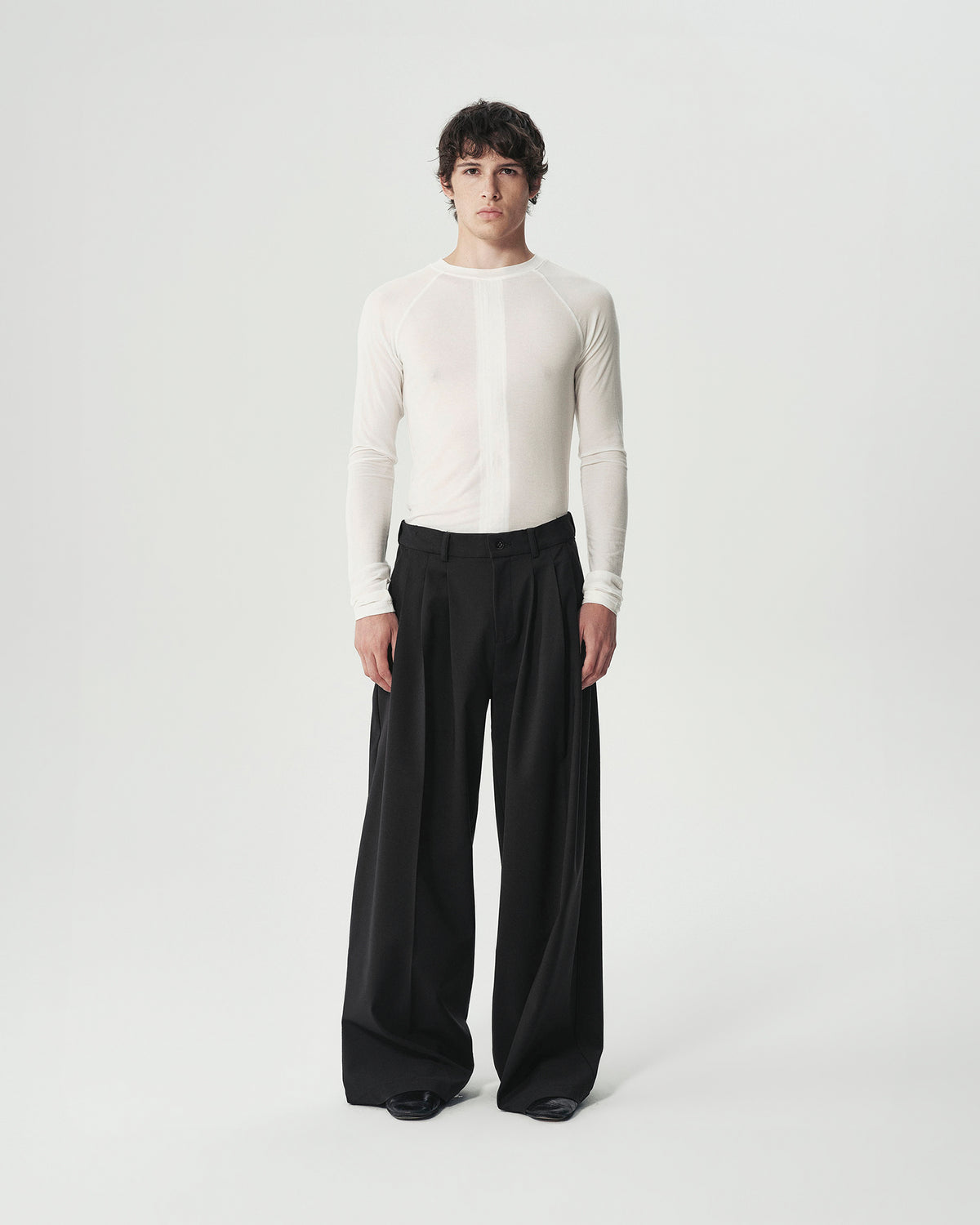 Triple-Pleat Wide Trousers